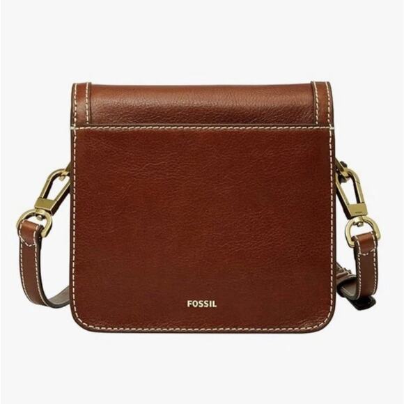 Fossil AINSLEY SMALL CROSSBODY Leather Shoulder Bag Purse Medium Brown NWT $195 - Picture 2 of 9